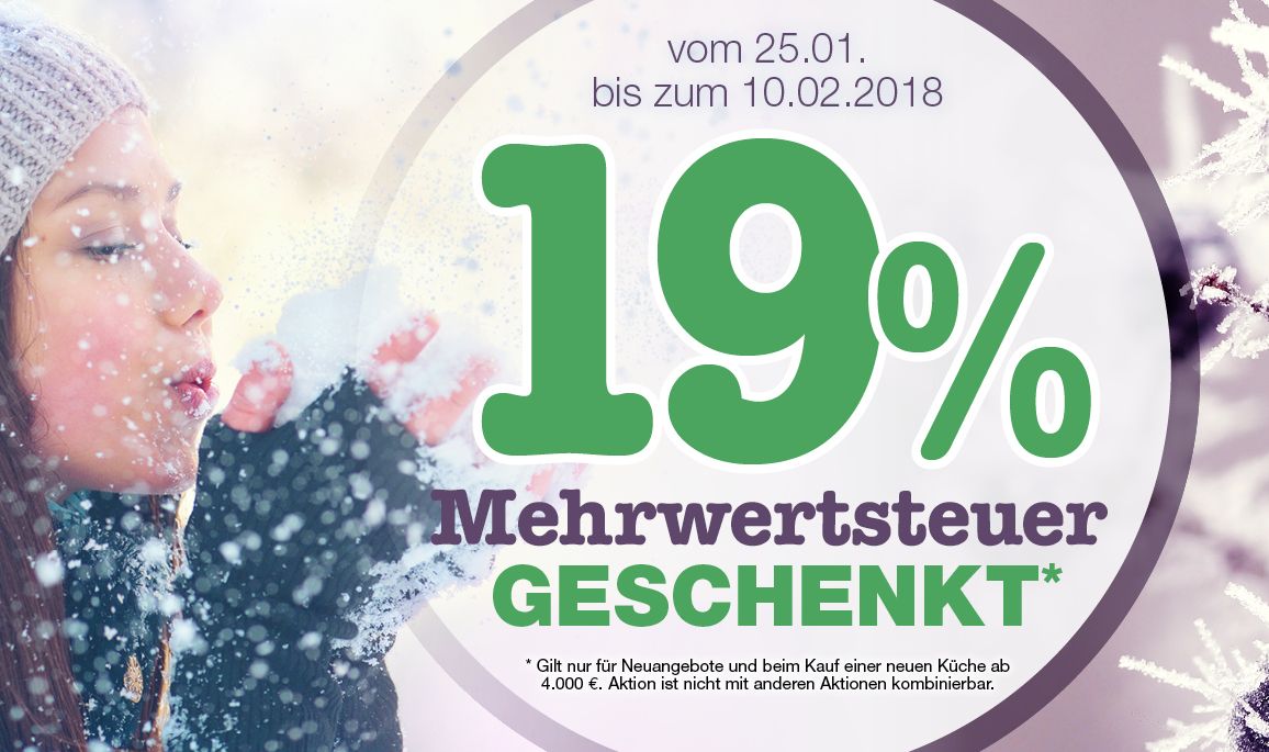 alma KÜCHEN Aktion - 19% MwSt. geschenkt 