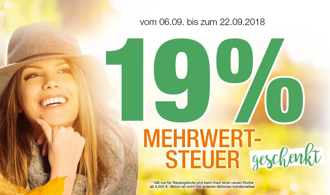 alma KÜCHEN Aktion - 19% MwSt. geschenkt