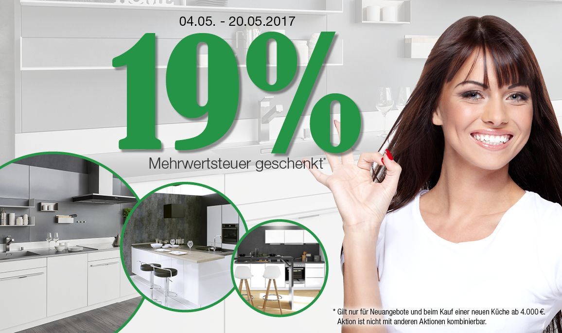alma KÜCHEN Aktion - 19% MwSt. geschenkt