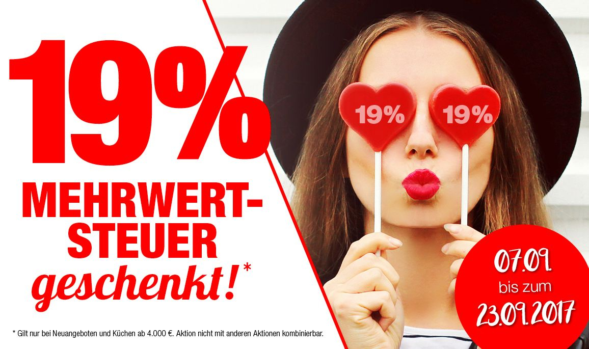 alma KÜCHEN Aktion - 19% MwSt. geschenkt 