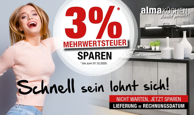 3% MwSt. sparen - bis 31.12.2020
